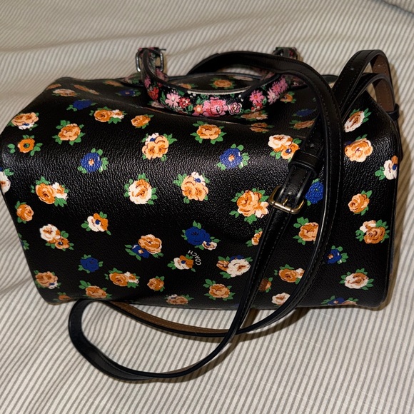 Coach Black Floral Satchel Bag - Picture 3 of 3